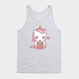 Cute Unicorn Loves Drinking Bubble Tea Tank Top